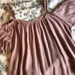 Pink cold shoulder blouse